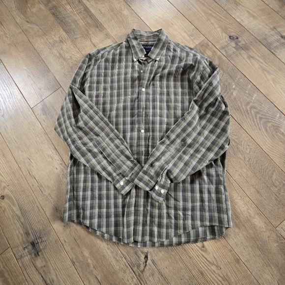 Brooks Brothers Other - Brooks Brothers Men's Large 💯 Cotton  Green Plaid Button Down Shirt